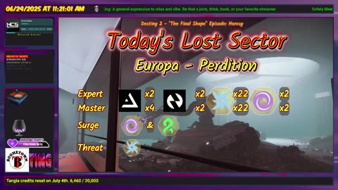 Destiny 2: 6-24-25 Perdition is the Lost Sector. Void Surge. Then some golfing :)