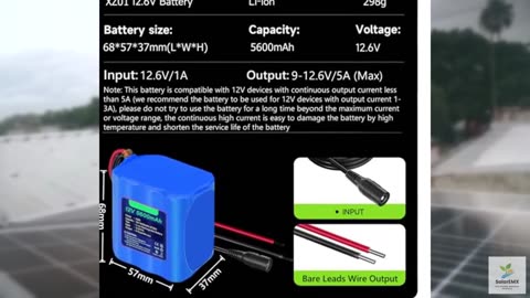 CITYORK Rechargeable 12V 5600mAh Lithium Battery with Charger, Bare Leads Wire B