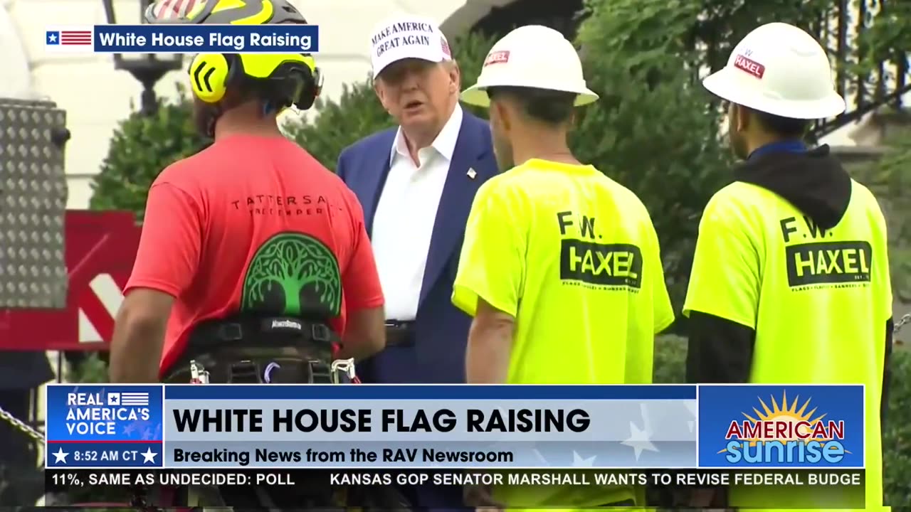 FLAG POLES GOING UP AT THE WHITE HOUSE TODAY