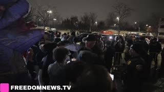 Protester appears detained as Dearborn Michigan police encircle "Americans Against