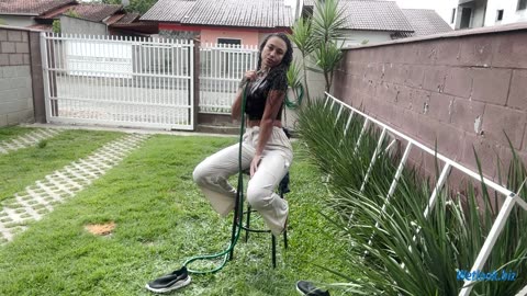 Wetlook girl denim jacket, pants, a black T-shirt