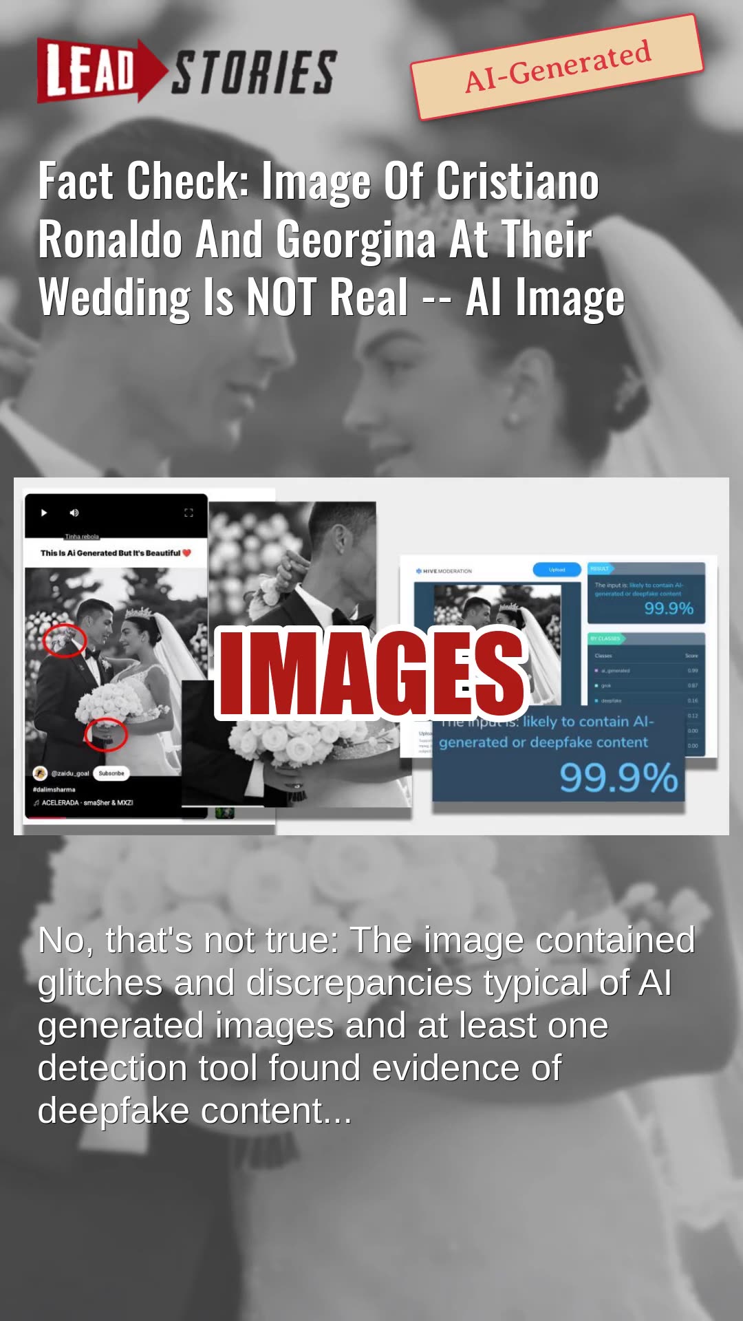 Fact Check: Image Of Cristiano Ronaldo And Georgina At Their Wedding Is NOT Real -- AI Image
