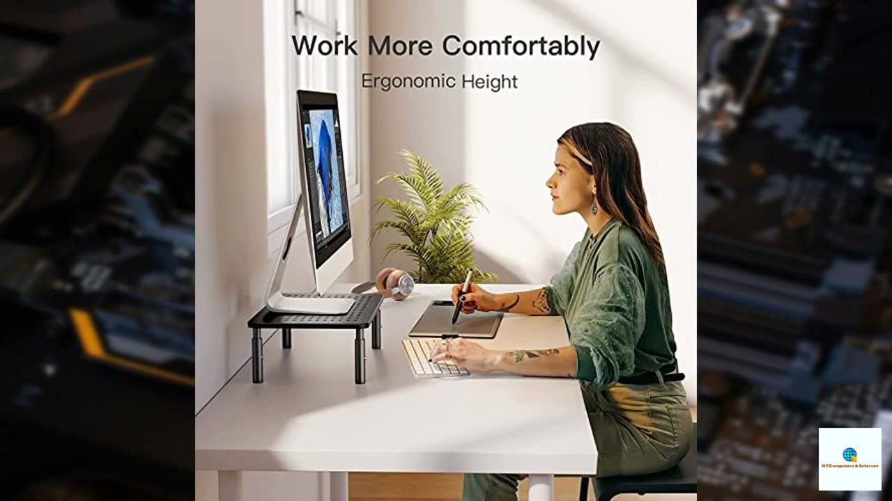 HUANUO Monitor Stand, Monitor Stand Riser 3 Height Adjustable, Monitor Riser with Airflow
