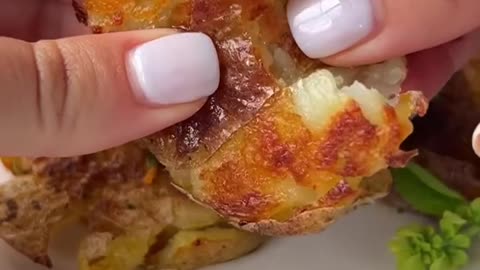 Making snacks Butter and cheese potato crushed