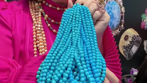 250617-3 Sleeping Beauty Turquoise Bead Strand: Dive into a Deep-Sea Dream Once Worn