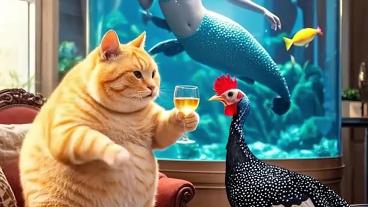 "Paws and Tails: The Mermaid and the Ginger Cat"