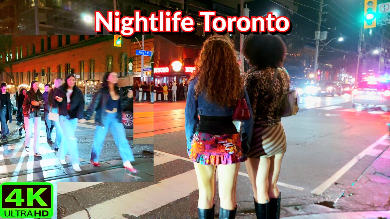 【4K】Toronto Nightlife: King Street West Friday Night Canada 🇨🇦