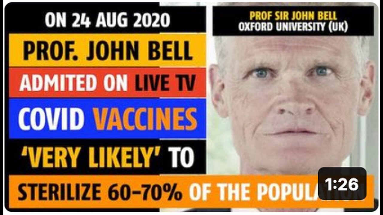 "Prof John Bell Claims on Live TV: 60-70% Sterilization 'Very Likely' from Covid Vaccines"