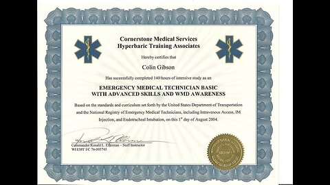 EMT basic with WMD Awareness.