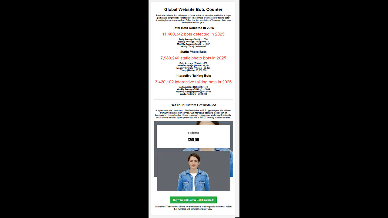 Global Website Bot Counter 2025 – Live Bot Traffic Statistics & Premium Bot Installation