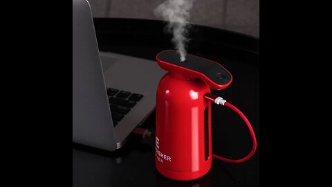 Portable USB Humidifier, with Unique Fire Extinguisher Shape & 200ml Clear Water Tank, for Car, Home