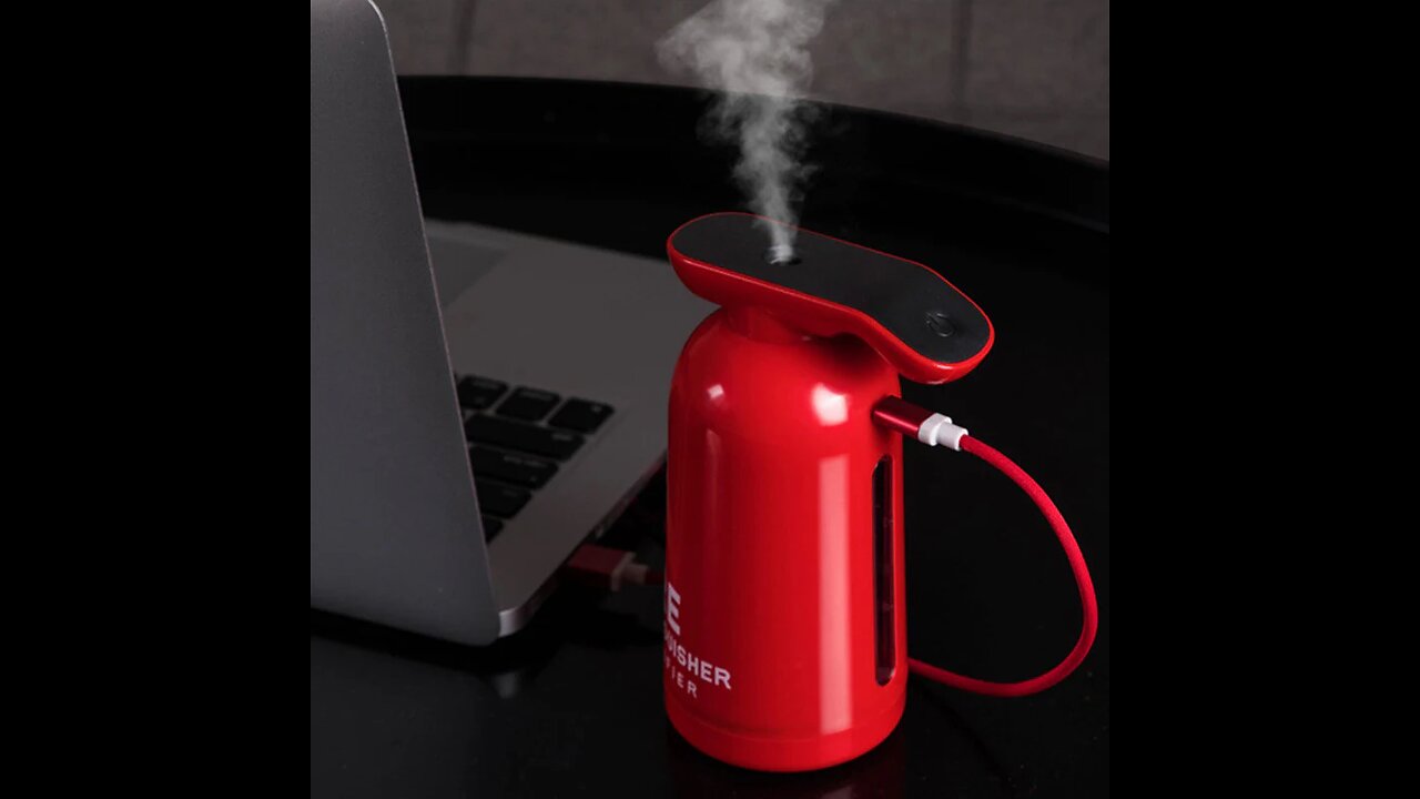 Portable USB Humidifier, with Unique Fire Extinguisher Shape & 200ml Clear Water Tank, for Car, Home