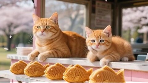 Ginger and Mama Cat Sell Taiyaki, Help a Lost Girl, and Get a Sweet Surprise!