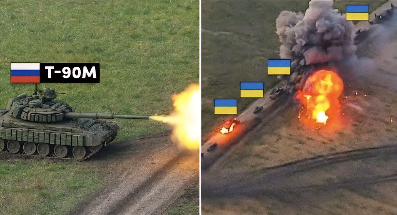 T-90M single-handedly destroyed Ukrainian column head-on. How it really worked out
