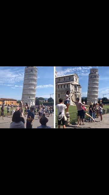 So many people at the leaning tower of Pisa wanted a high-five 🤷😅