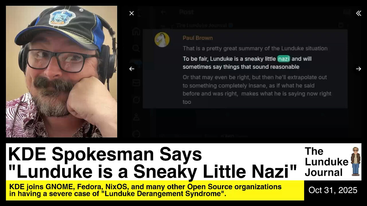 KDE Spokesman Says "Lunduke is a Sneaky Little Nazi"