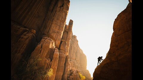 Climbing without a rope.