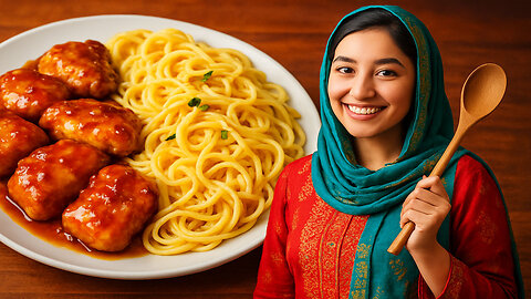 Chicken with honey sauce and cheesy spaghetti recipe