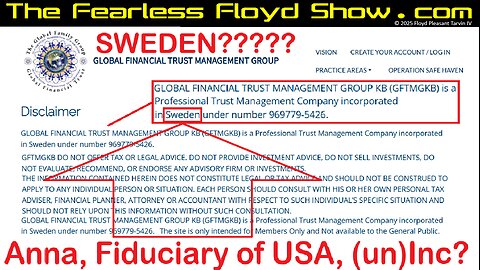 Fiduciary of the Unicorporated United States of America Deposits Funds in a Swedish Bank - You OK?