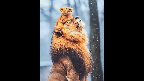 lion and baby lion #wildlife #lion #shorts #funnyanimals