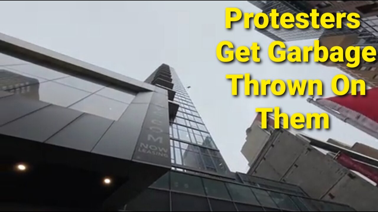 Trash Thrown On Pro Palestine Protesters From Luxury Apartment Block