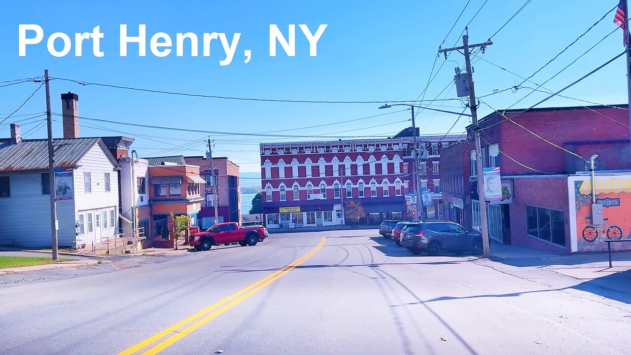 Port Henry NY USA - Drive to Lake Champlain Bridge | 4K