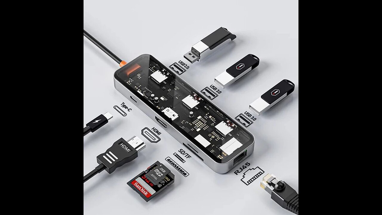 Eight-in-One Multi-interface Transparent Expansion Dock