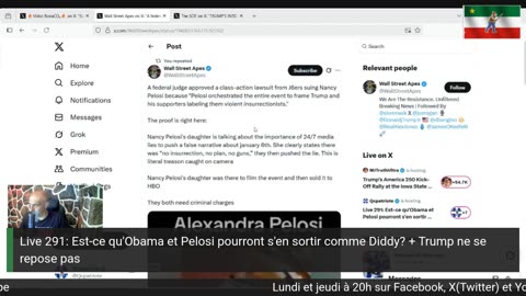 Live 291: Est-ce qu'Obama et Pelosi pourront s'en sortir comme P Diddy? + Trump ne se repose pas