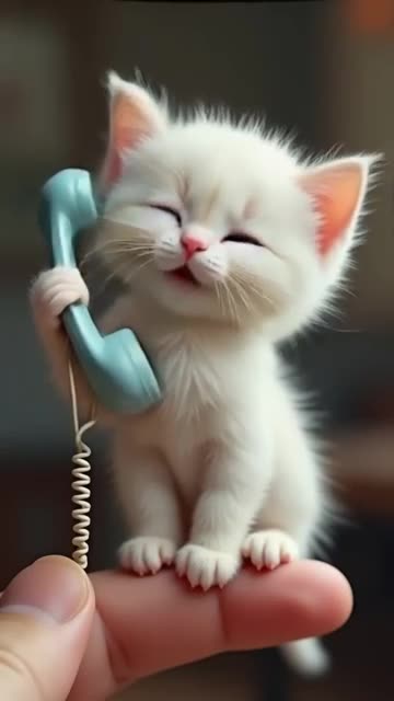 Cutest White Kitten Makes a Call! ☎️🐾