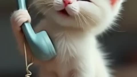 Cutest White Kitten Makes a Call! ☎️🐾