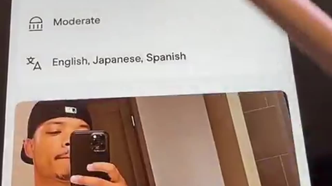The tapping on the screen for the height and political views