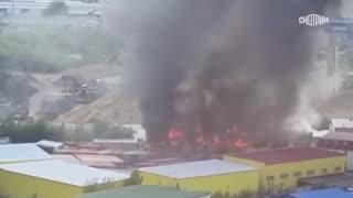🔥 Industrial zone on fire in Kotelniki near Moscow