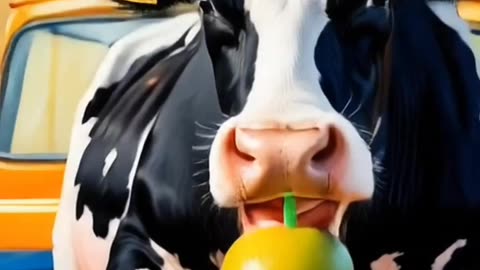 The cow 🐄//grandma//mango juice milk//#funnyvideo #ai