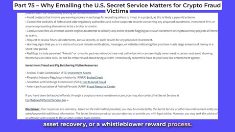 Part 75 – Why Emailing the U.S. Secret Service Matters for Crypto Fraud Victims