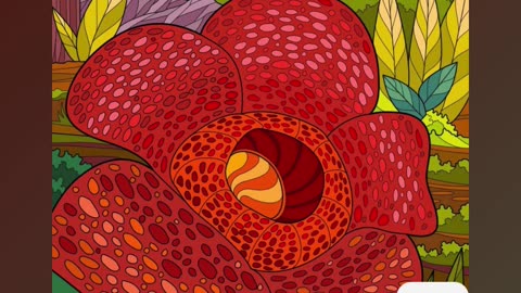 Colorful Illustration of a Vibrant Flower in a Lush Tropical Forest Setting
