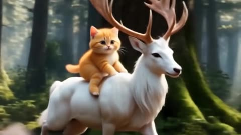 Cat riding on animal #viral #trending #rumble