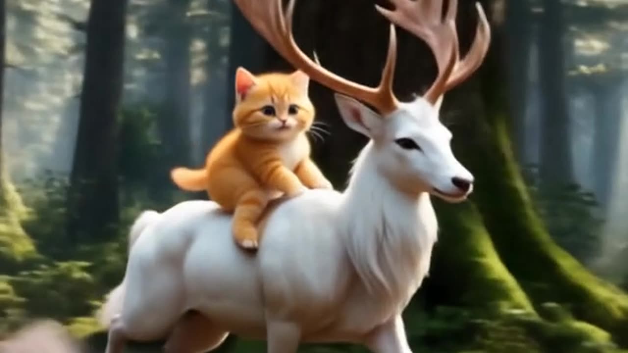 Cat riding on animal #viral #trending #rumble