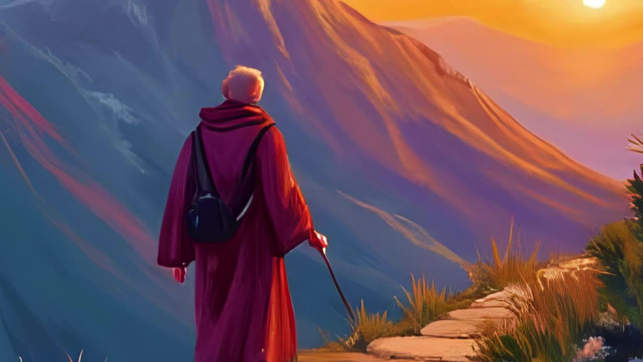 Monk traveling on foot