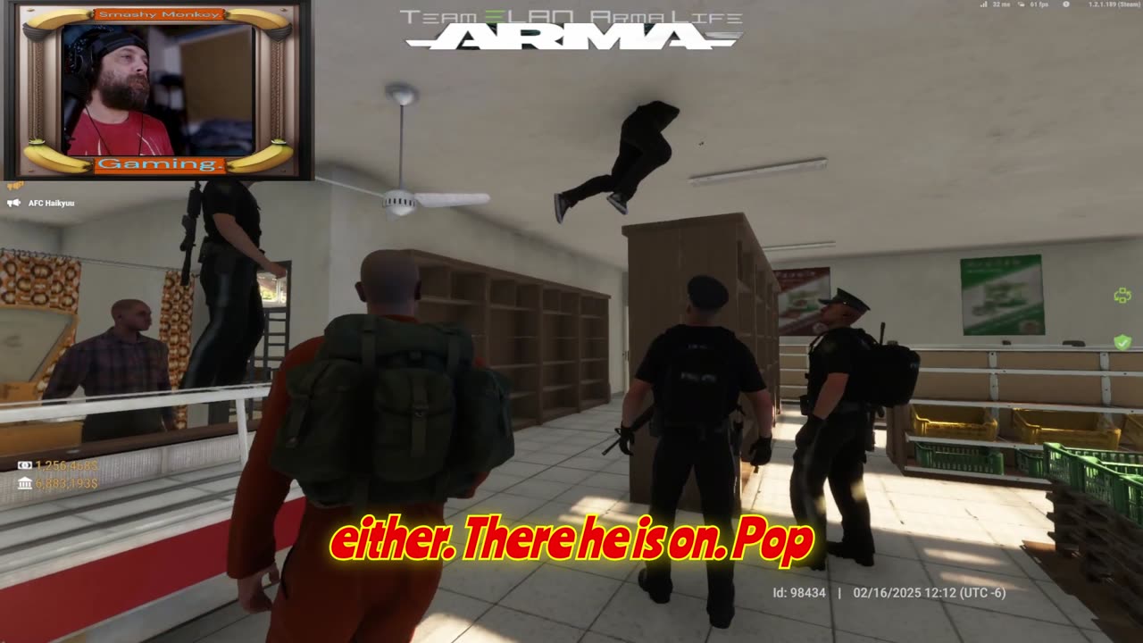 Stuck in the roof with a pew pew Join the Gaming Monkey for epic role-play.