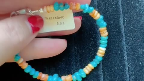 250514-3 Parent - Child Bracelets: Turquoise & Orange Spiny Oyster Perfect Match