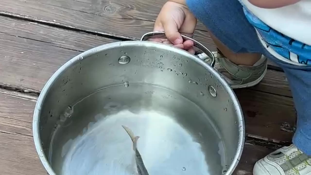 Giggling At Newly Caught Fish