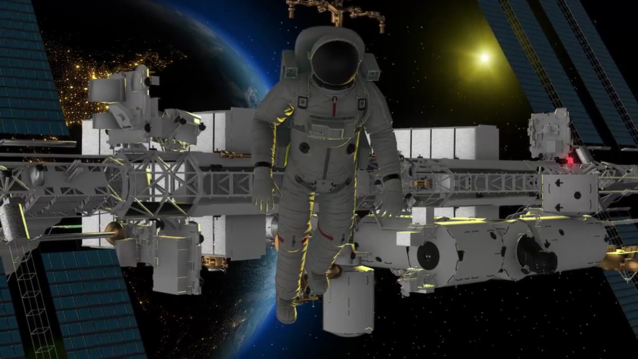 Astronaut, satellite, space station