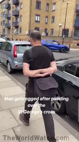 Lefty paints over an England Flag and gets EGGED for It