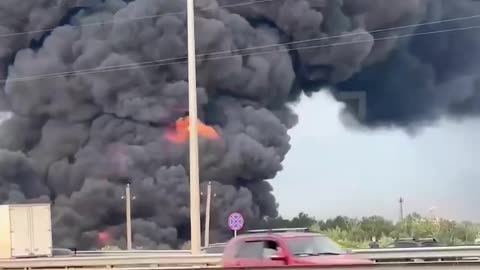 Warehouse of fuels and lubricants is on fire in Moscow region.