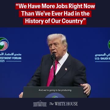 President Trump celebrates MASSIVE job numbers at the US - Saudi Investment Forum. 🔥🇺🇸