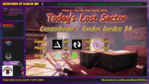 Destiny 2: 5-24-25 Exodus Garden 2A is the Lost Sector. Arc/Strand Surge.
