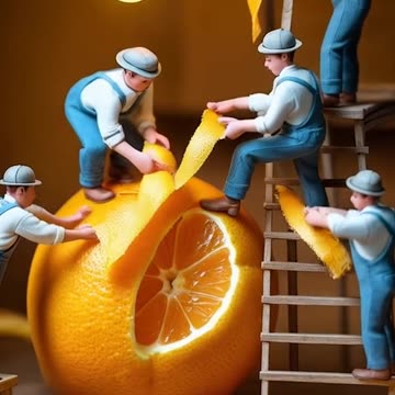 Miniature working to pick oranges. AI Generator Video #miniature #klingai