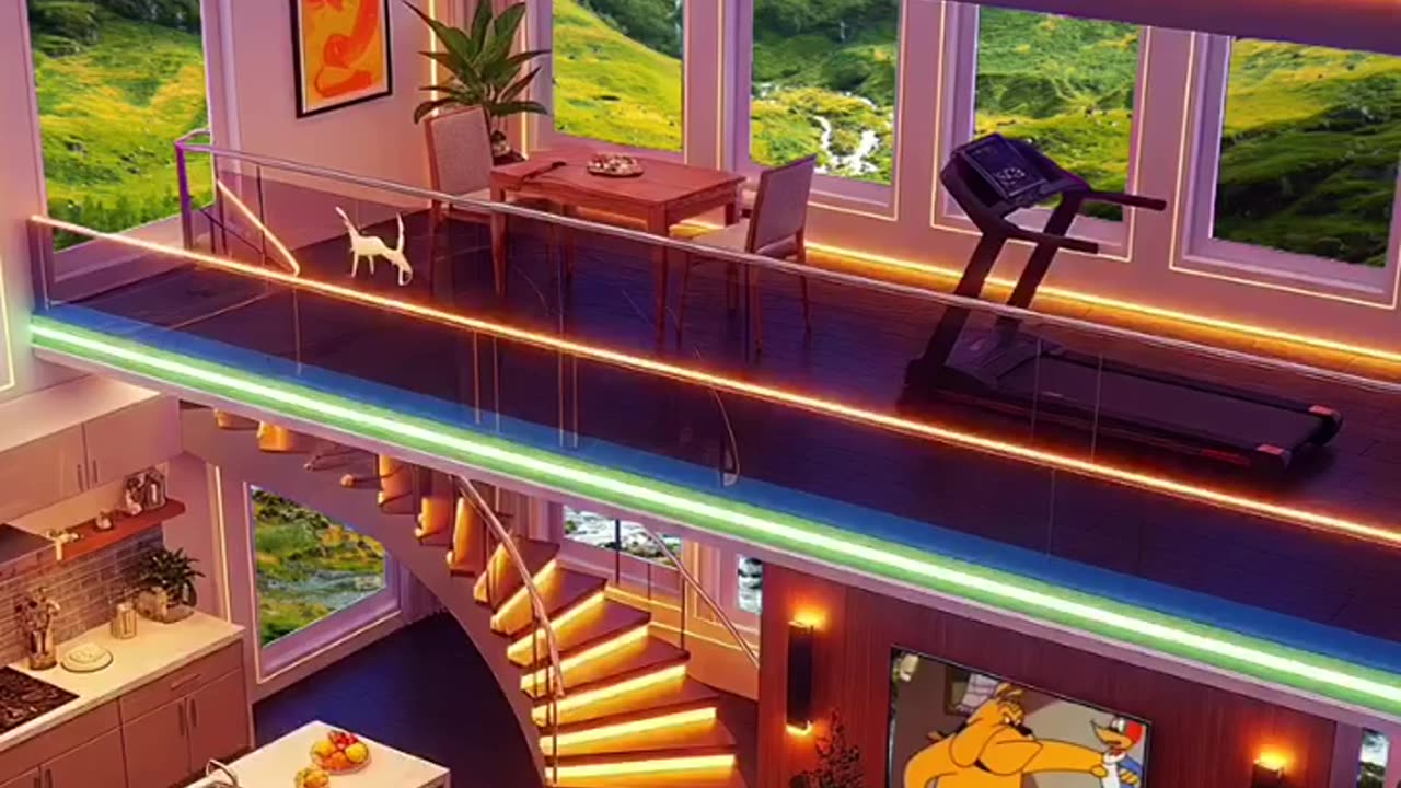 Colorful Dream House Ambience | Modern Loft with Neon Lights & Chill Music