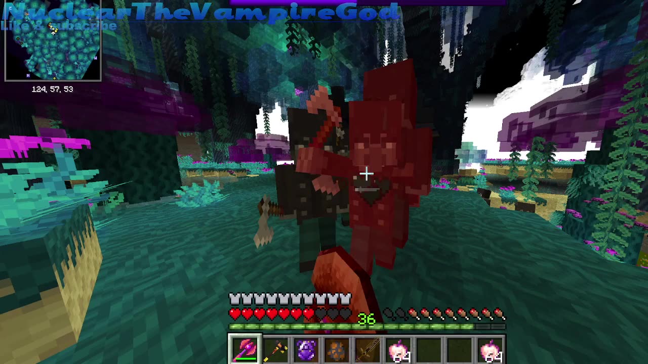 Minecraft Mob battle nuclear joestar vs obsidian/redstone/mushroom monstrosity