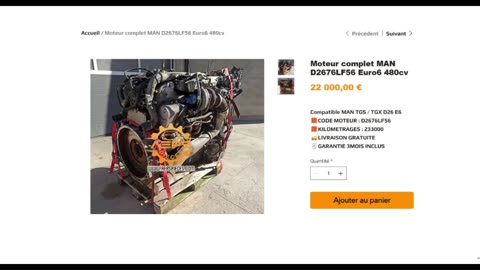 AEPSPIECES.COM - Moteur complet MAN D2676LF56 Euro6 480cv